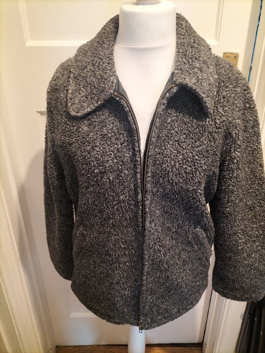 Ladies BHS Size 14 Grey Fleck Zipped Heavy Warm Jacket