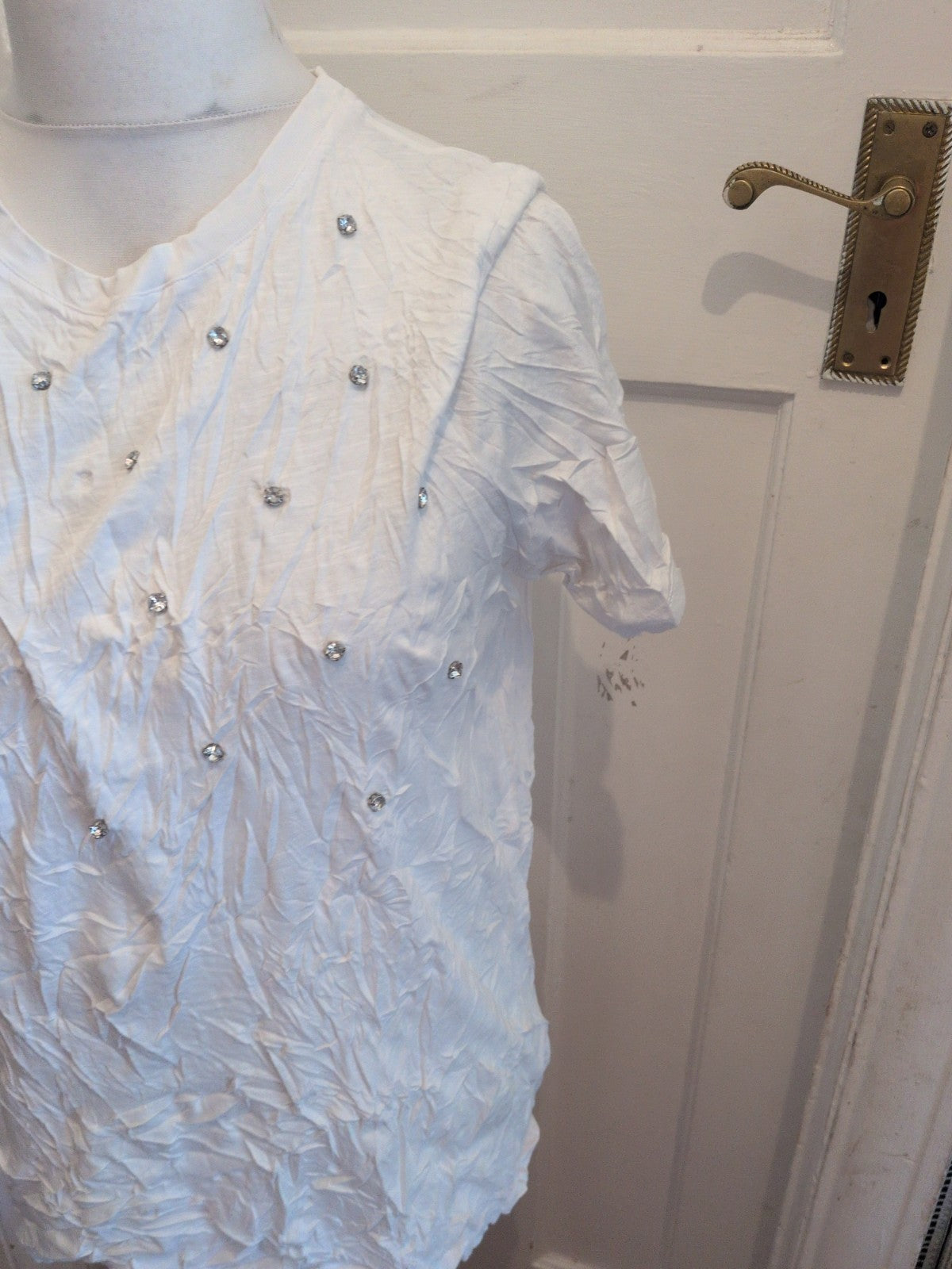River Island 14 White With Silver Stud T-shirt