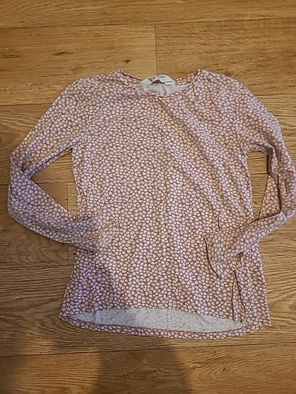 Girls H&M Size 122/128 Pink Floral Long Sleeve Top