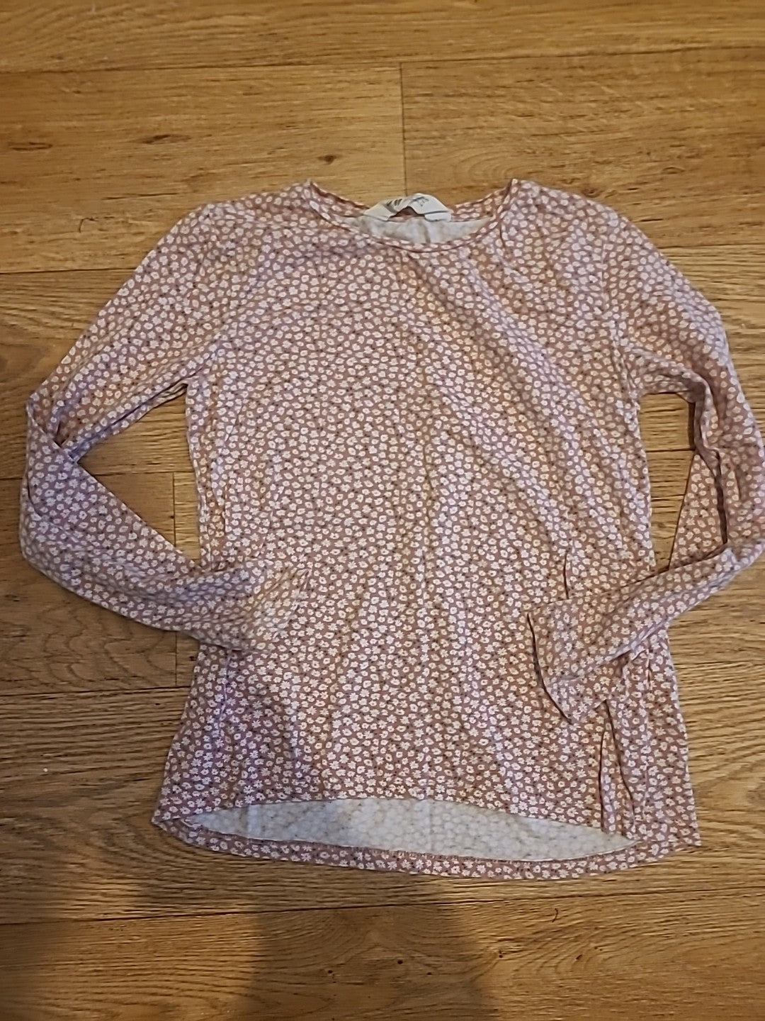 Girls H&M Size 122/128 Pink Floral Long Sleeve Top