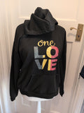 XL Black Pullover Hoodie "One Love" *
