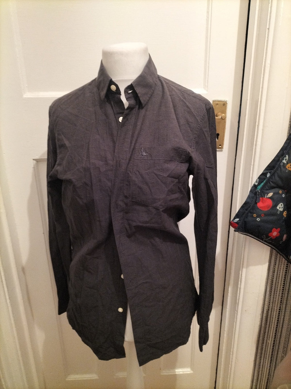 Mens Jack Wills Size Small Charcoal Patterned Long Sleeved Shirt