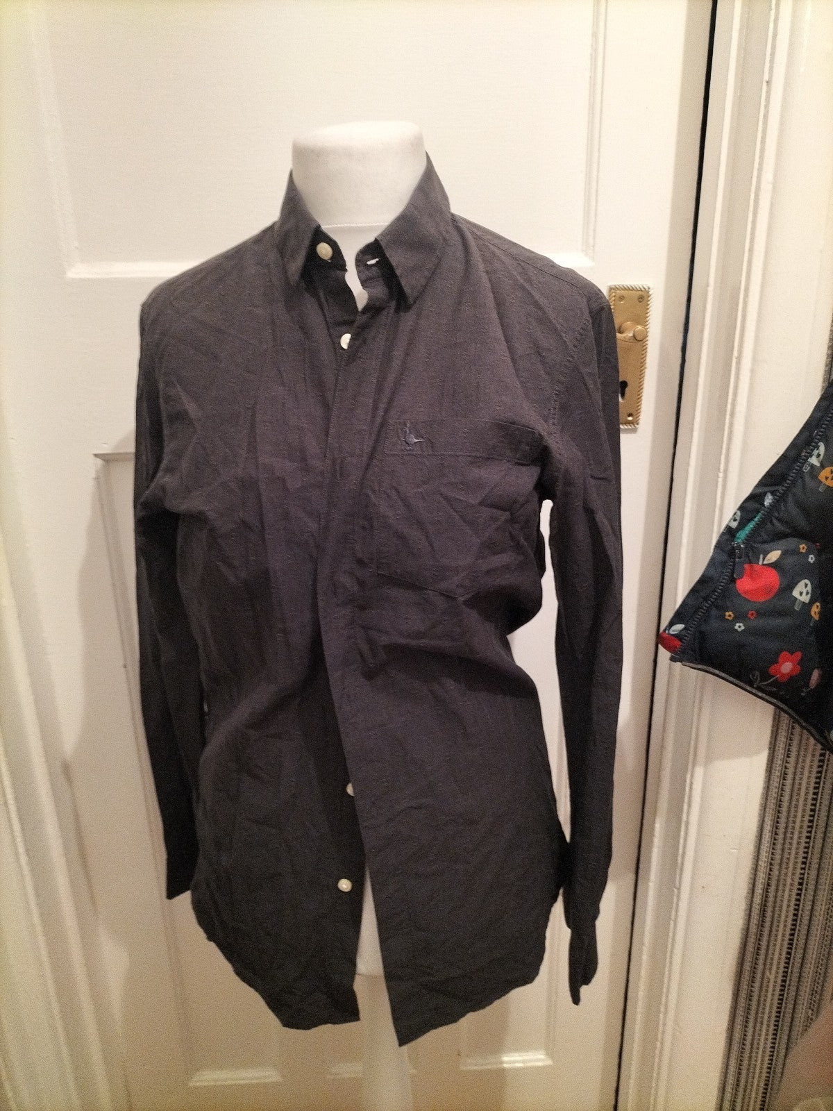 Mens Jack Wills Size Small Charcoal Patterned Long Sleeved Shirt