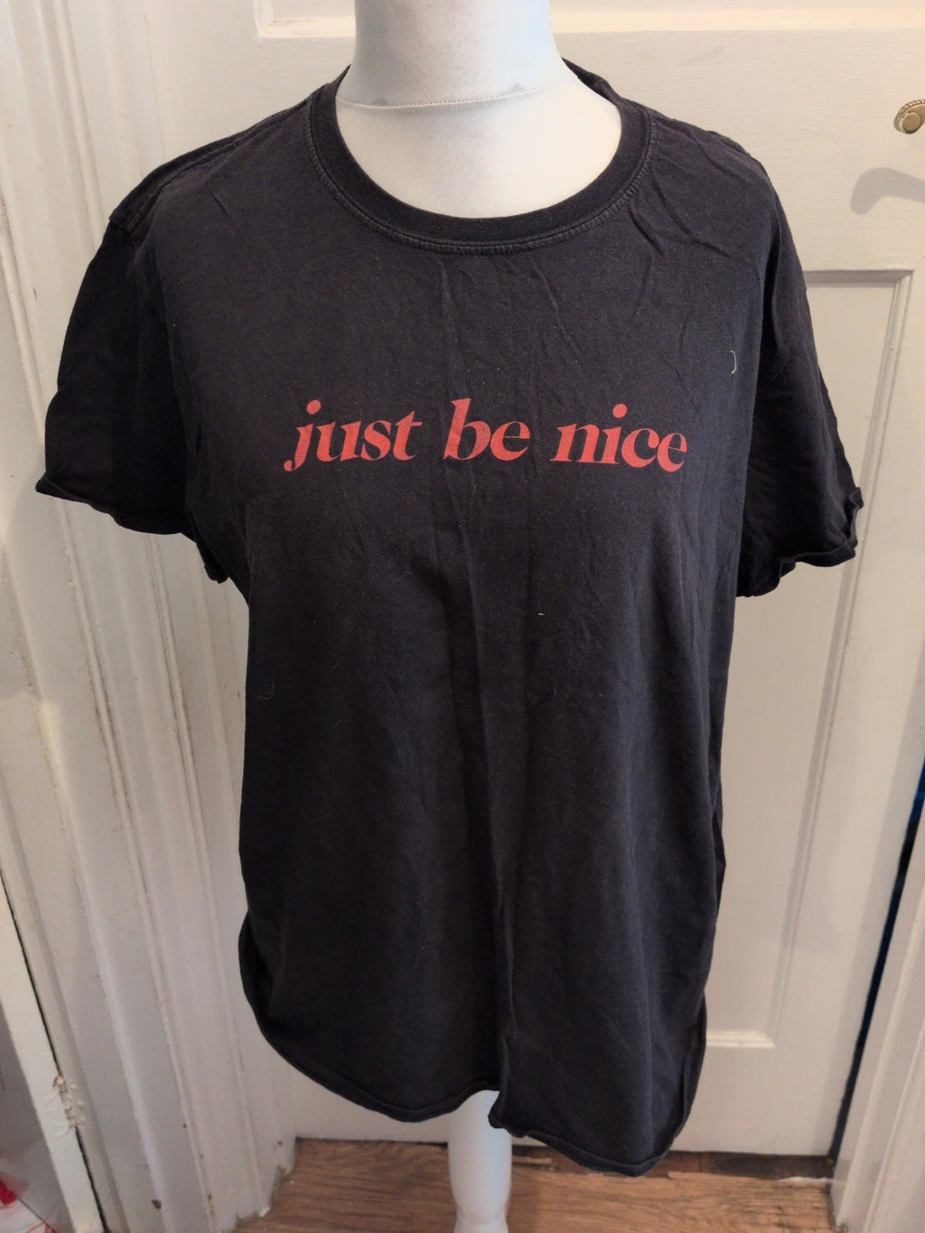Ladies Boohoo Size 16 Black Just Be Nice Short Sleeve T-shirt