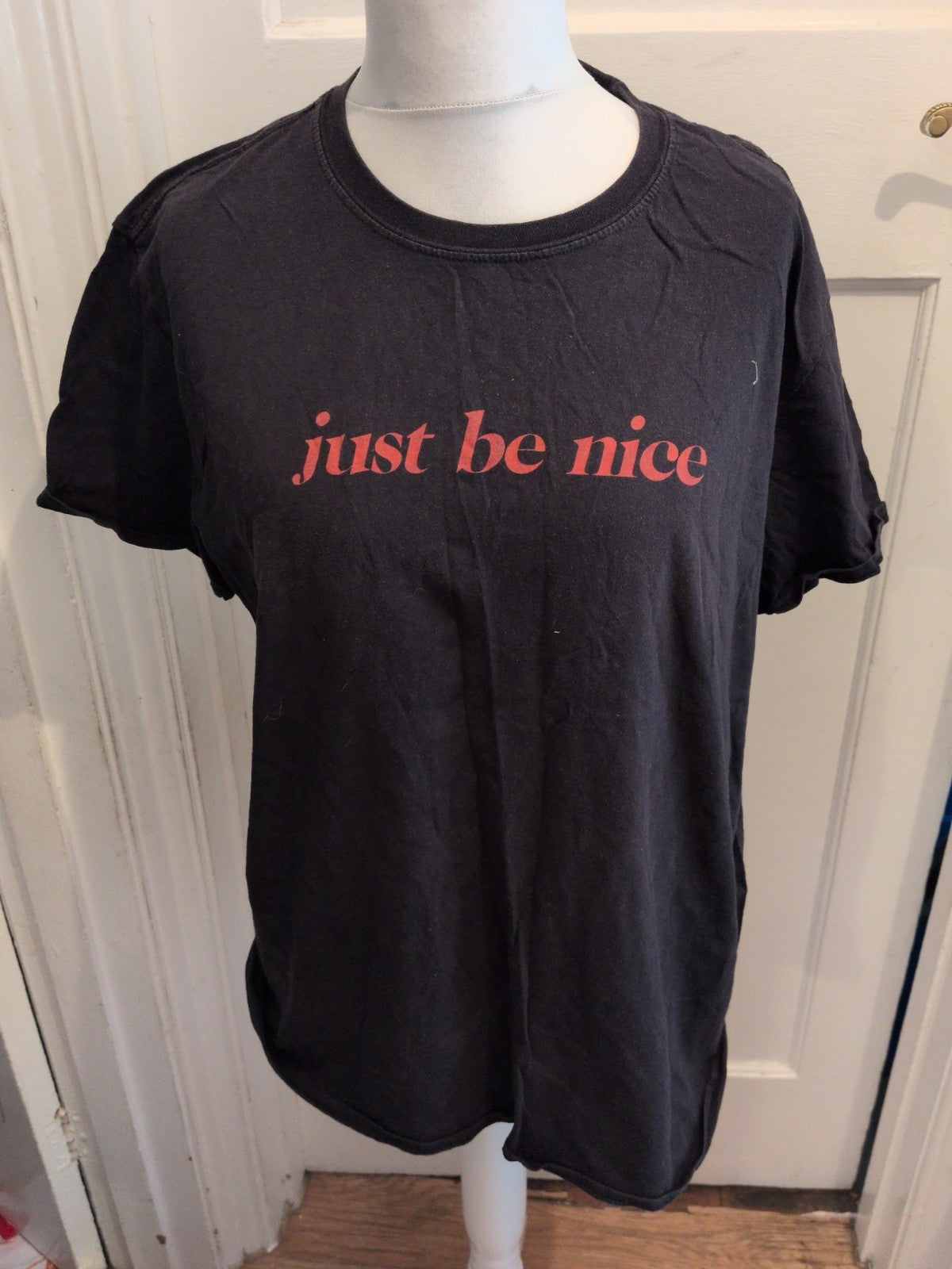 Ladies Boohoo Size 16 Black Just Be Nice Short Sleeve T-shirt