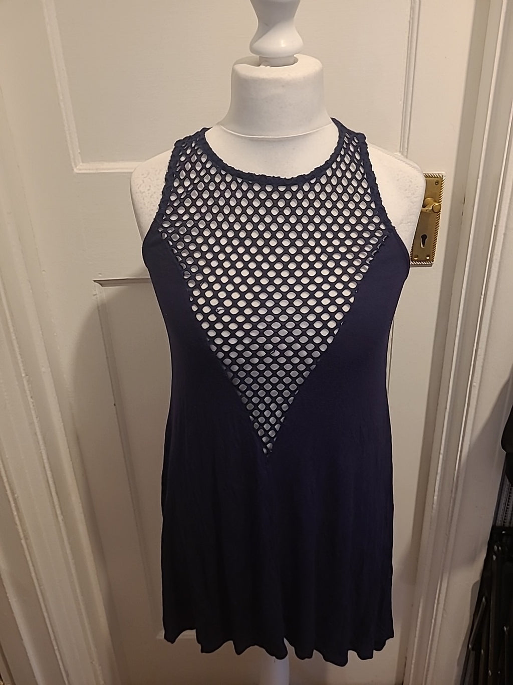 Ladies Lily Bleu Size Medium Navy Sleeveless Dress/Blouse