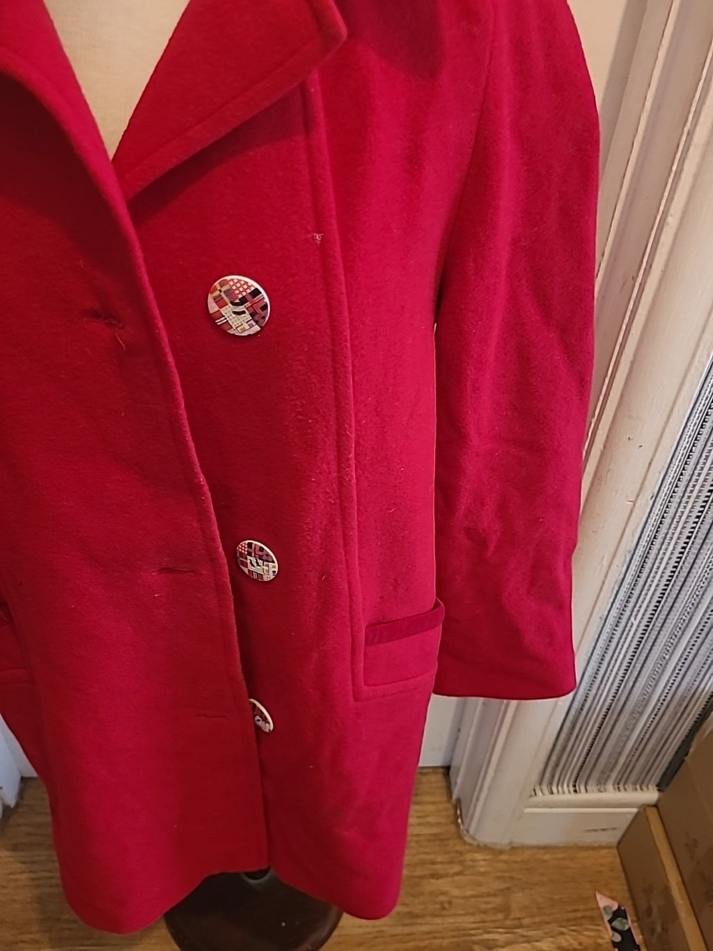 Ladies Astraka Size 14 Red Wool Padded Lined Coat