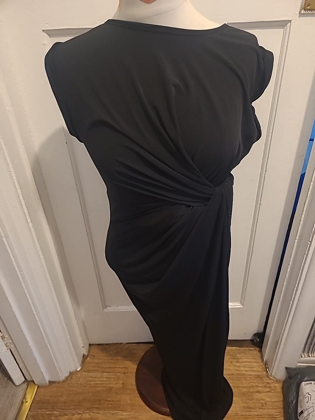 Ladies Quiz Size 8 Black Sleeveless Tie Detailed Long Length Dress