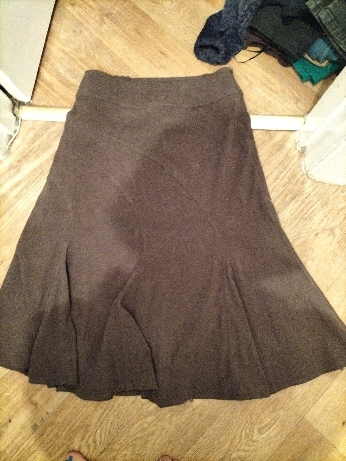 Ladies Joanna Hope Size 14 Brown Long Length Elasticated Skirt