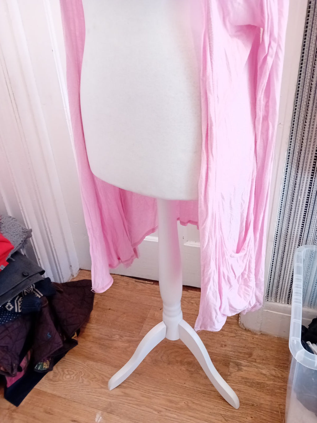 Liquid Medium Pink Long Sleeve Open Blouse