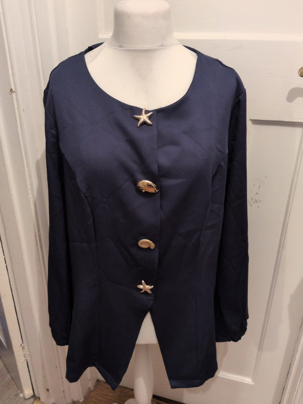 Shein 3xl Sea Creatures Buttons Long Sleeve Blouse