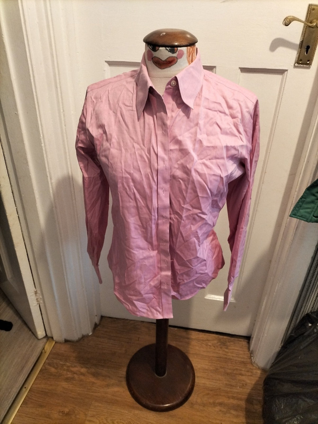 Ladies Lands End Size 8 Pink Long Sleeved Buttoned Shirt