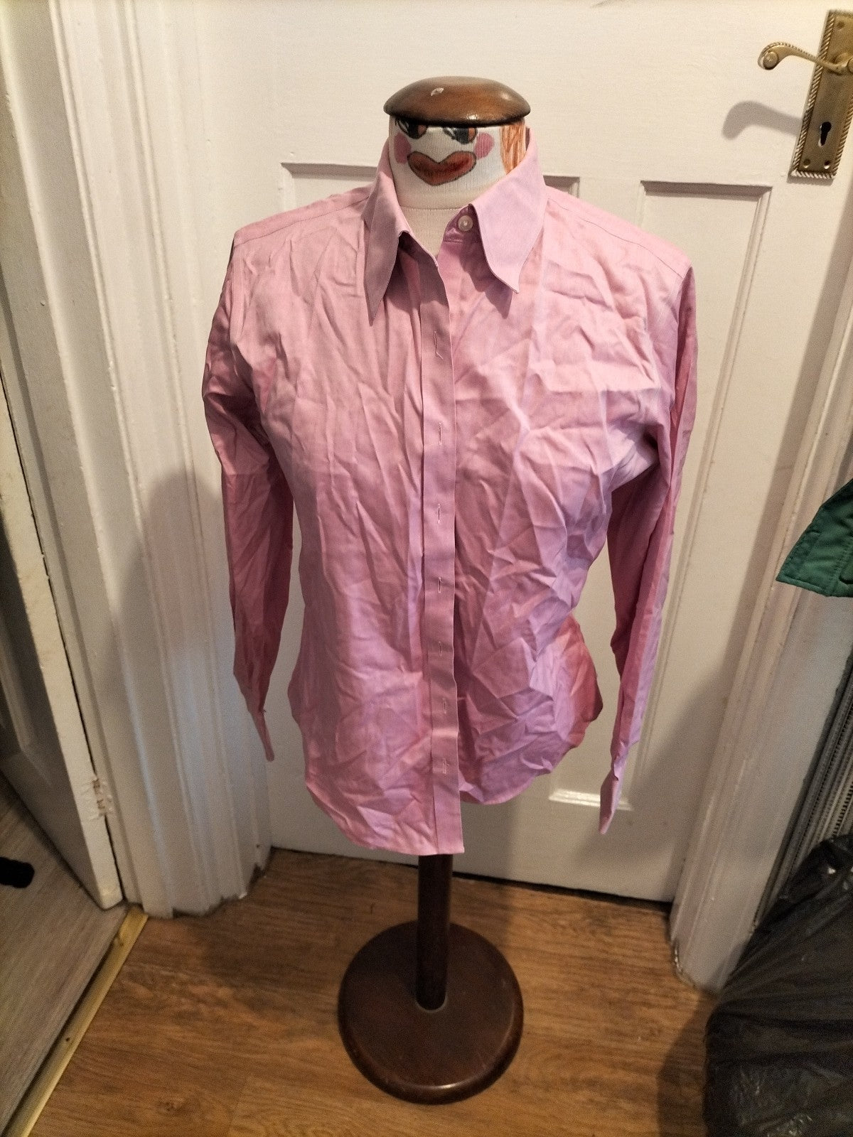 Ladies Lands End Size 8 Pink Long Sleeved Buttoned Shirt