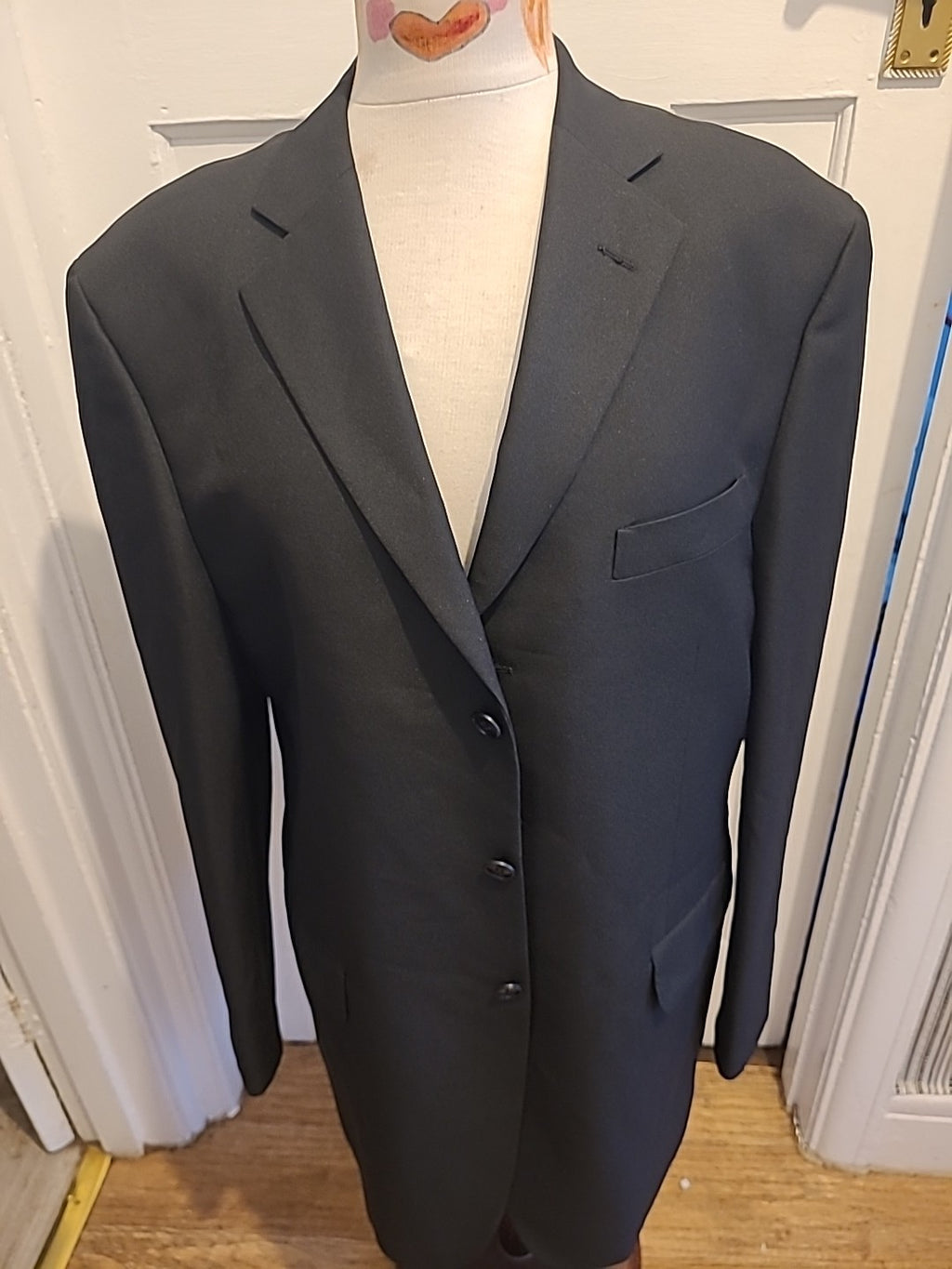 Mens Marks And Spencer Size 42L Black Padded Lined Blazer