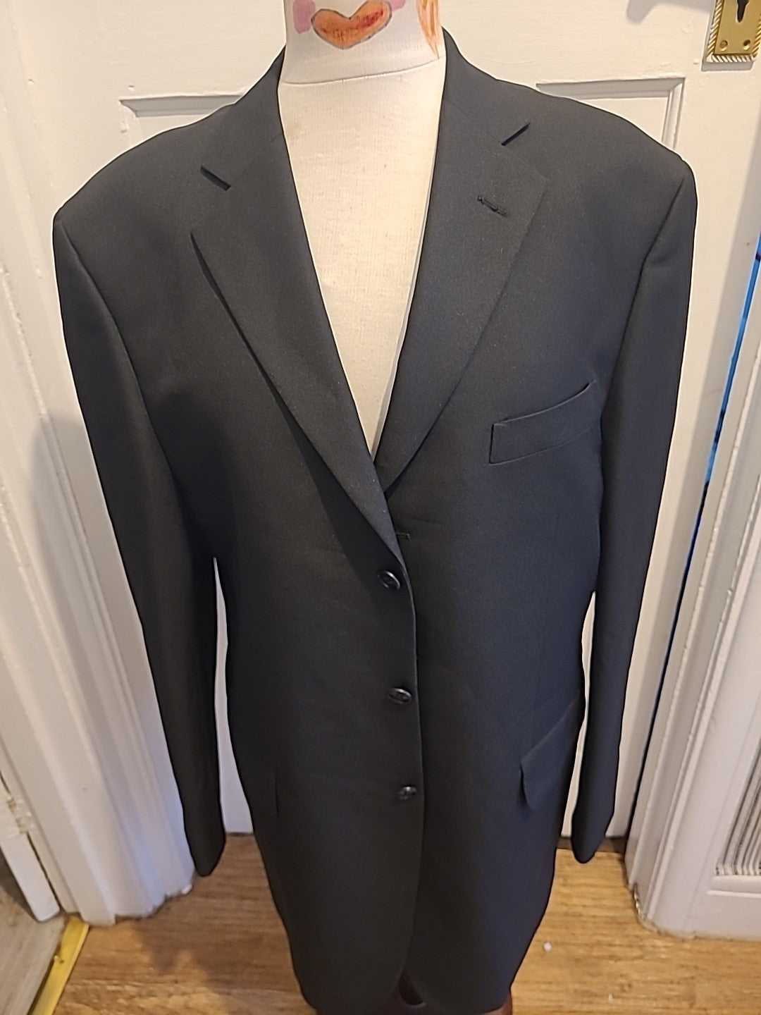 Mens Marks And Spencer Size 42L Black Padded Lined Blazer