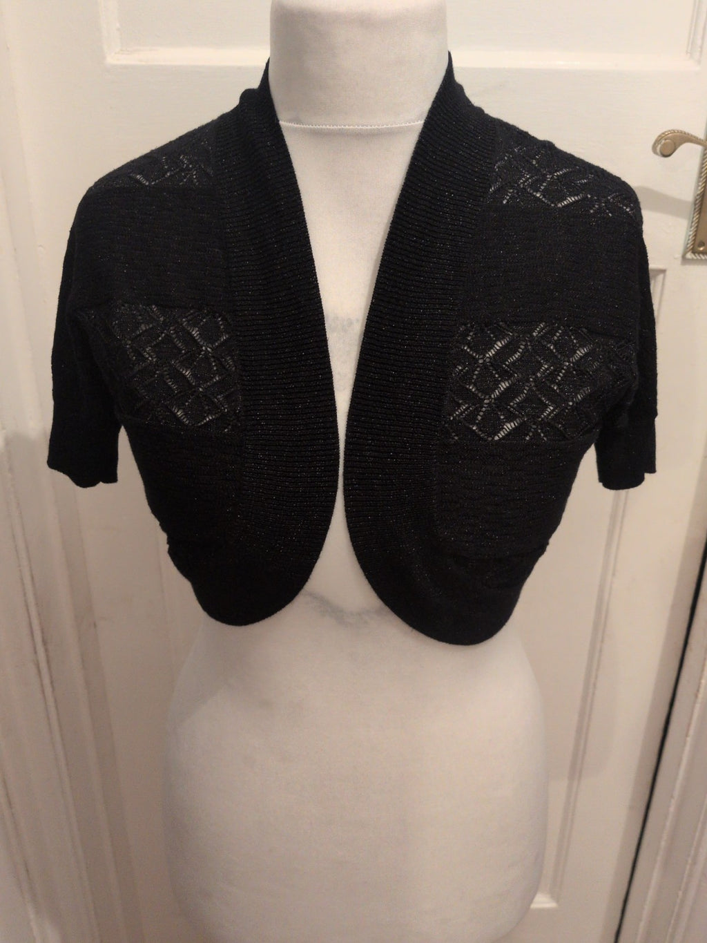 Ladies Size Medium Black Shimmer Short Sleeve Blouse