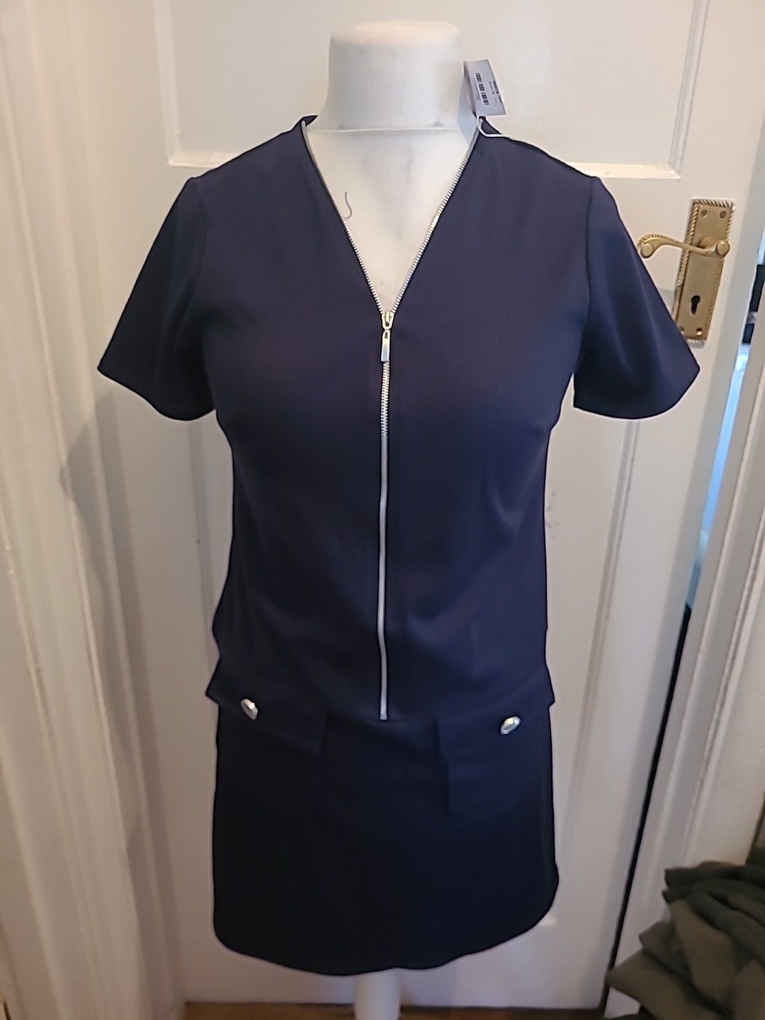 Brand New Ladies Wallis Size 12 Navy Short Sleeved Dress Rrp £35