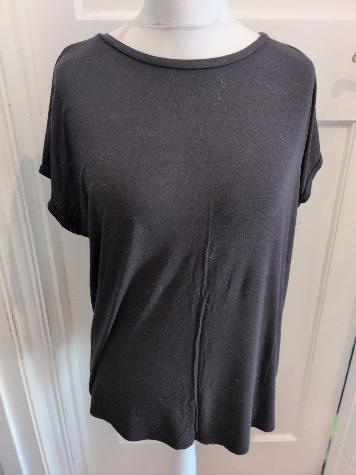 Tu 16 Black Relaxed Fit Shirt Cap Sleeve T-shirt