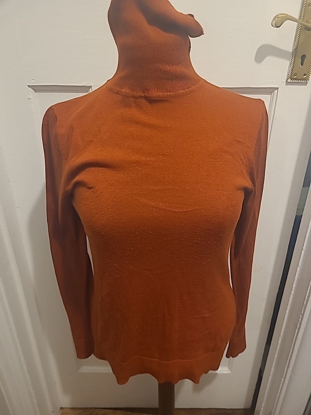 Ladies Warehouse Size 12 Rust Long Sleeved High Neck Top