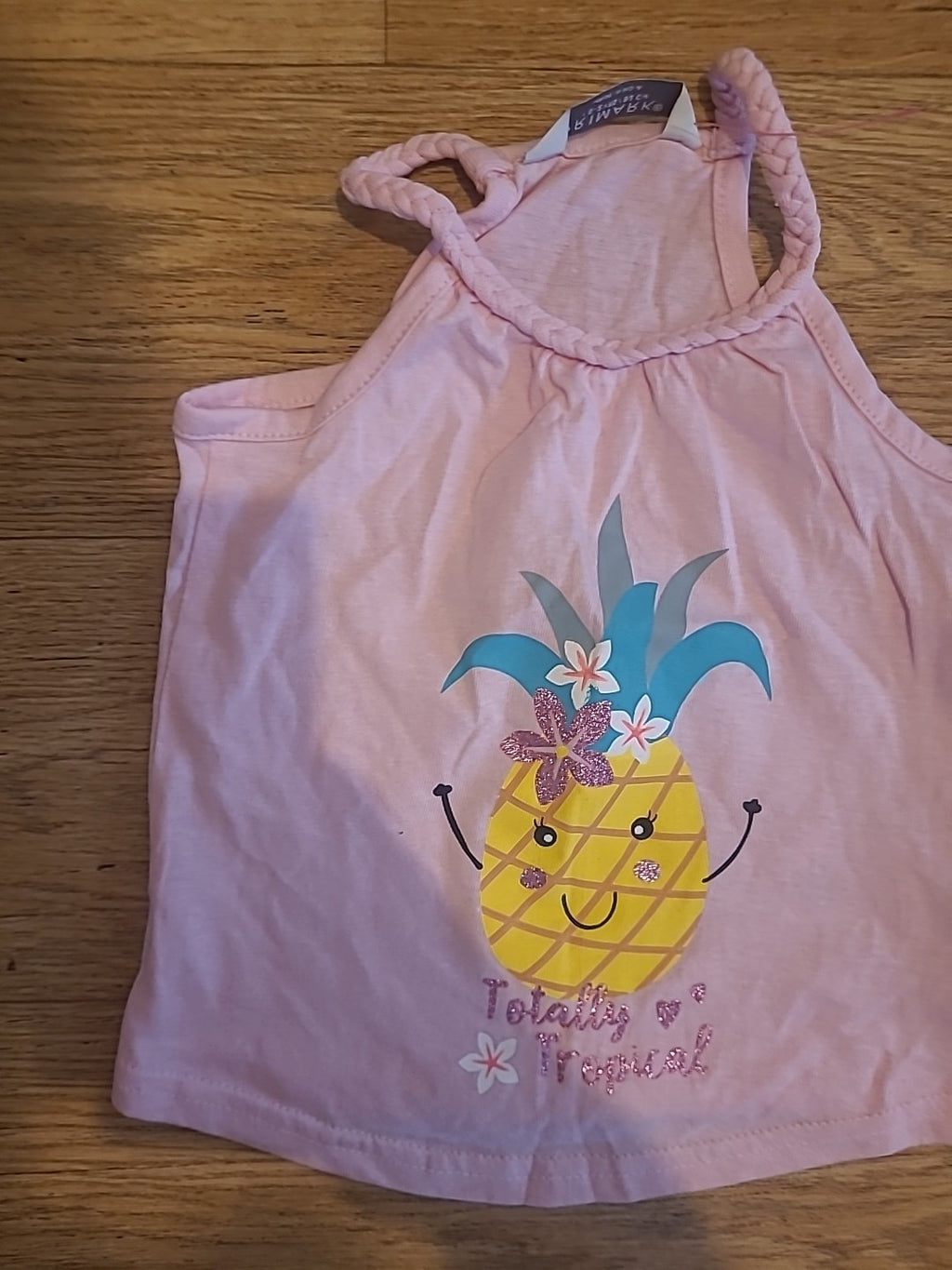 Girls Primark Age 18-24 Months Pink Pineapple Sleeveless Tshirt