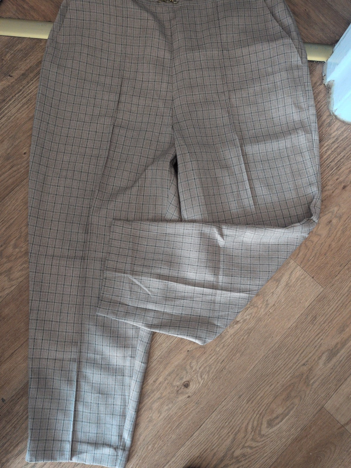 Classics 20 Pale Brown Check Elasticated Trousers