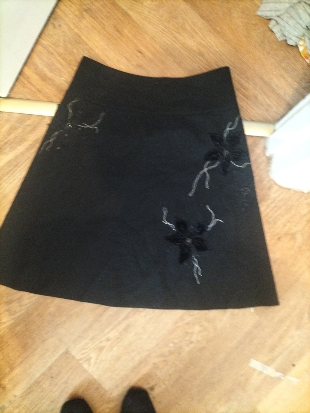 Next 12 Black Floral With Sequins Lined Skirt