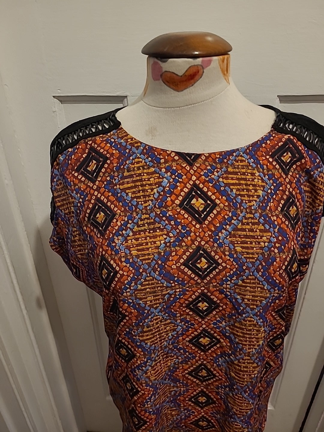 Ladies Marks And Spencer Size 14 Orange Mix Short Sleeved Tshirt