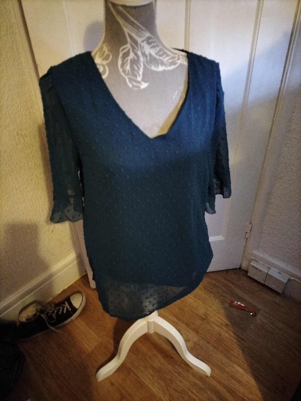 Ladies Ranlege Size Large Teal Mid Sleeved Lined Blouse