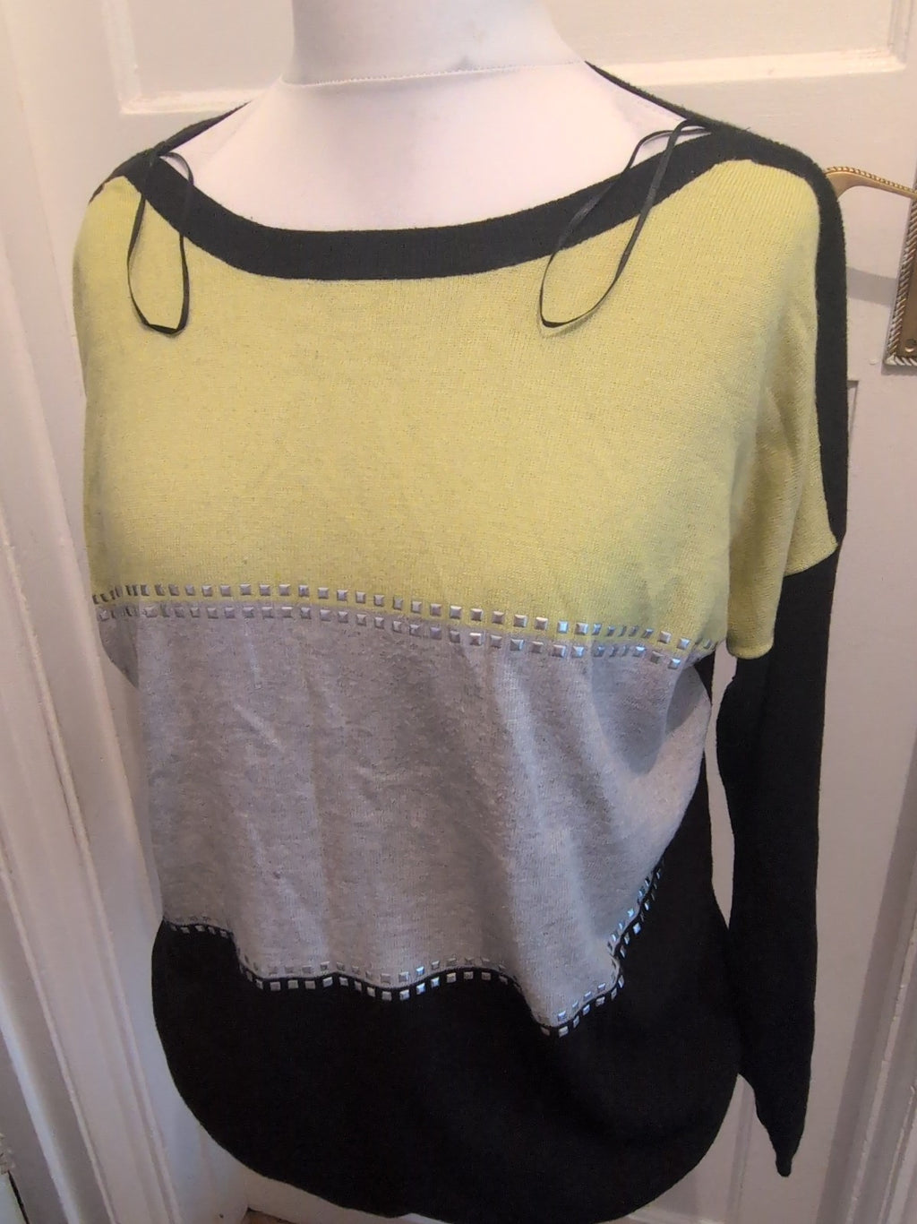 Wallis Medium Lime/Black/Grey Pullover Jumper