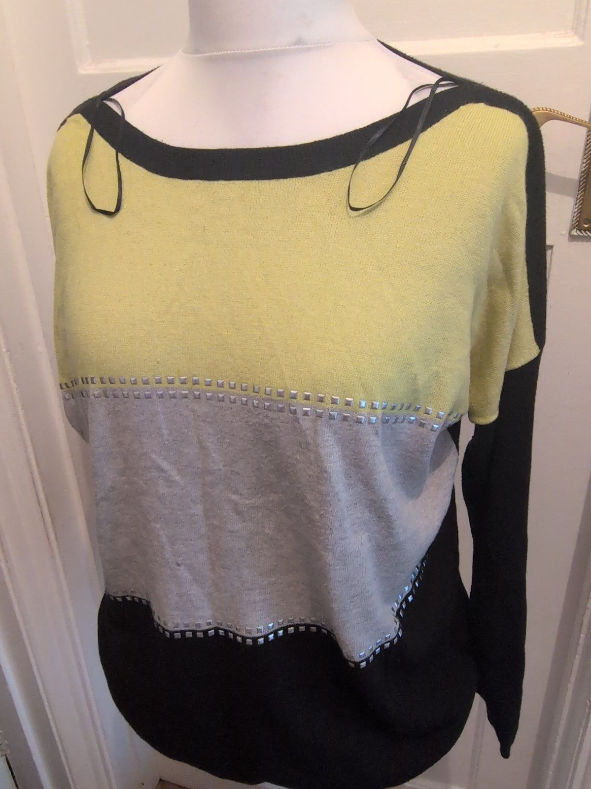 Wallis Medium Lime/Black/Grey Pullover Jumper