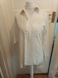 Mens Canda Size 15.5 Ivory Striped Long Sleeved Shirt Slight Marked Neck
