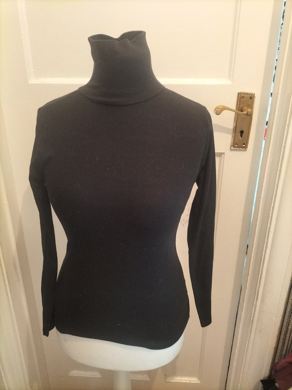 Ladies Debenhams Size 10 Black High Neck Long Sleeved Top
