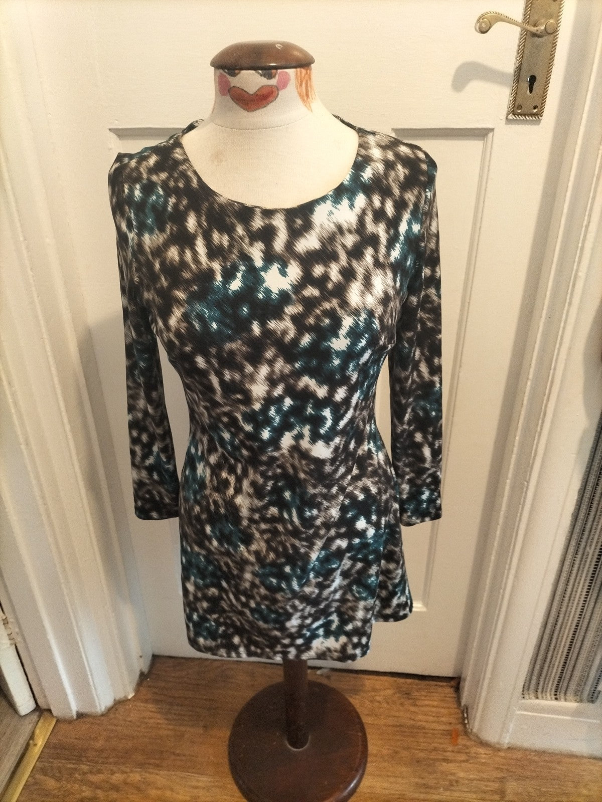Ladies Planet Size XS Green/Brown/Beige Long Sleeved Dress