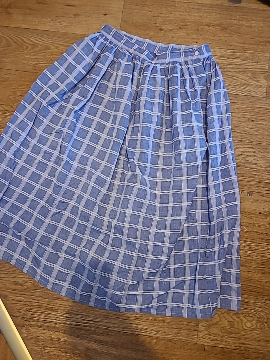 Ladies Clockhouse Size 16 Blue White Check Long Length Skirt