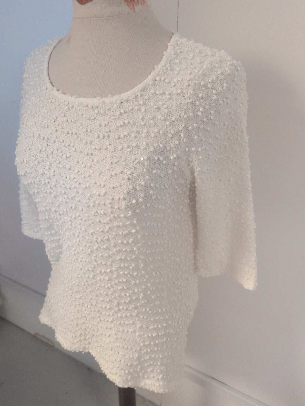 Limited Collection 14 Cream Bobble Pattern Long Sleeve Blouse