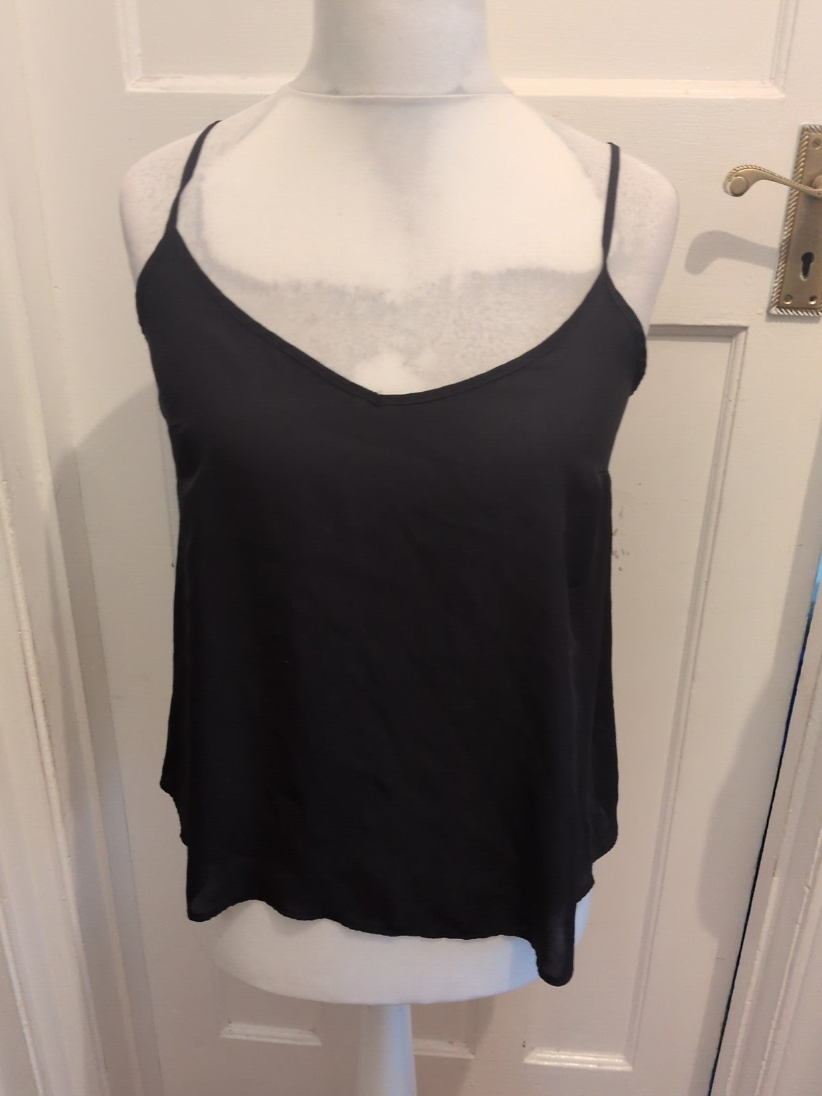 Primark 12 Black Sheer Cami Top V Neck