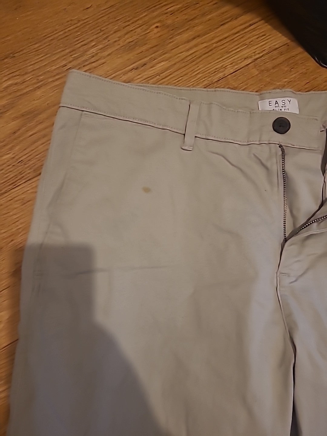 Mens Easy Slim Fit 36 Regular Beige Trousers
