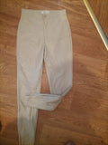 Ladies Pull&Bear Size 10 Cream Pleather Trousers