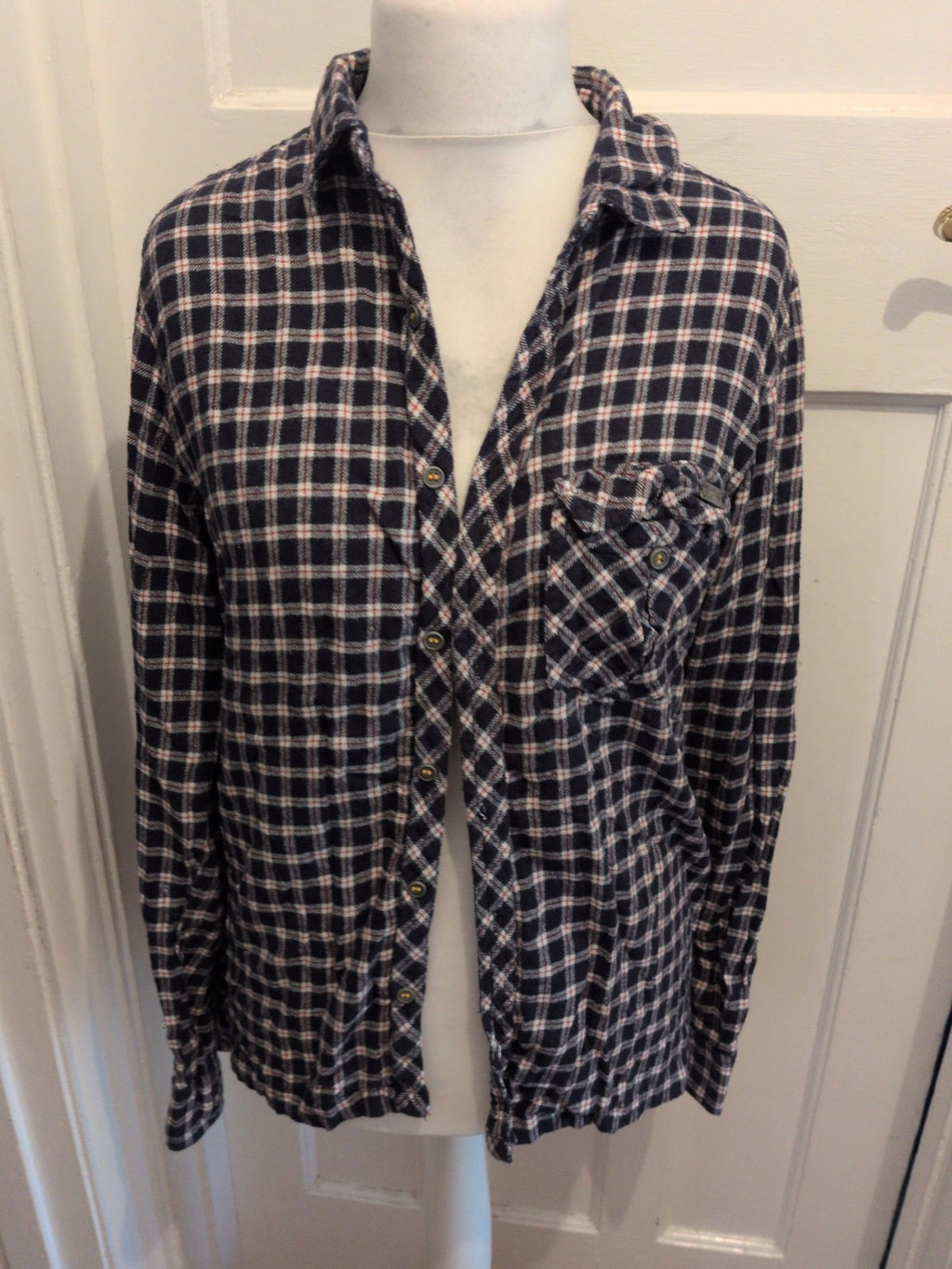 Regatta Large Navy Check Long Sleeve Shirt