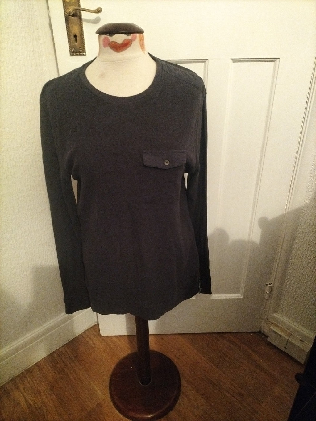 Mens Peacocks Size Medium Navy Long Sleeved Pyjama Top