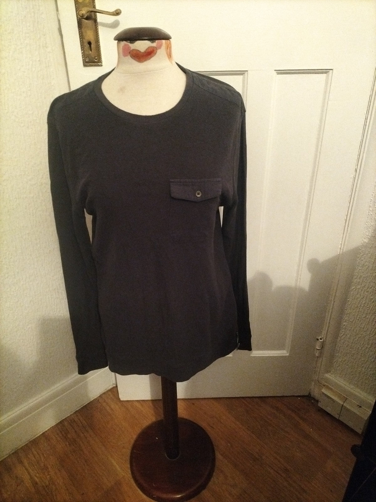 Mens Peacocks Size Medium Navy Long Sleeved Pyjama Top