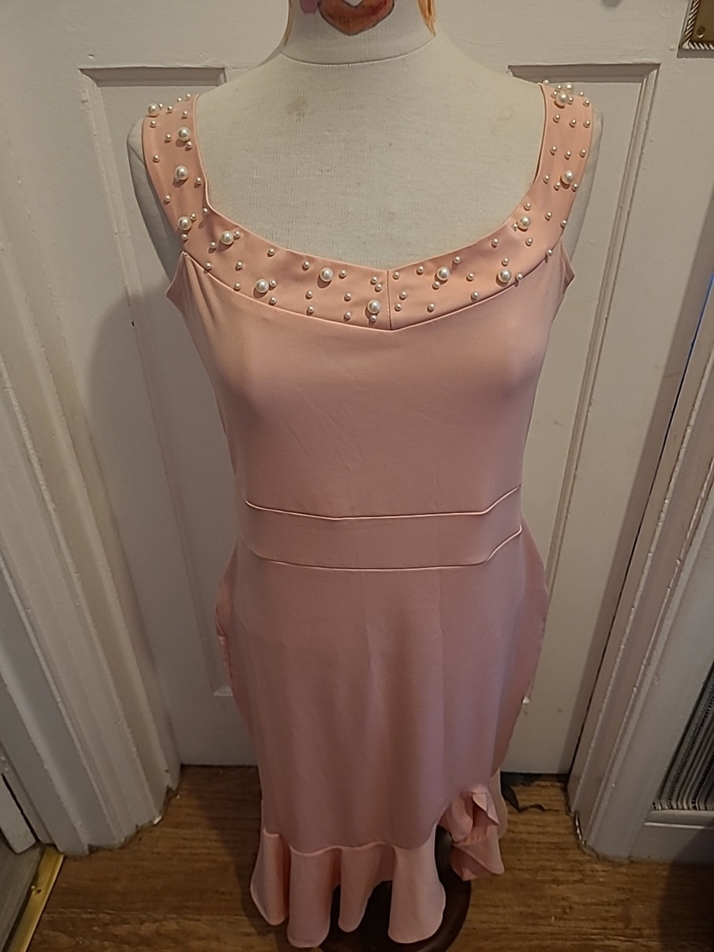 Ladies Chicme Size XL Pink Diamonte Sleeveless Dress
