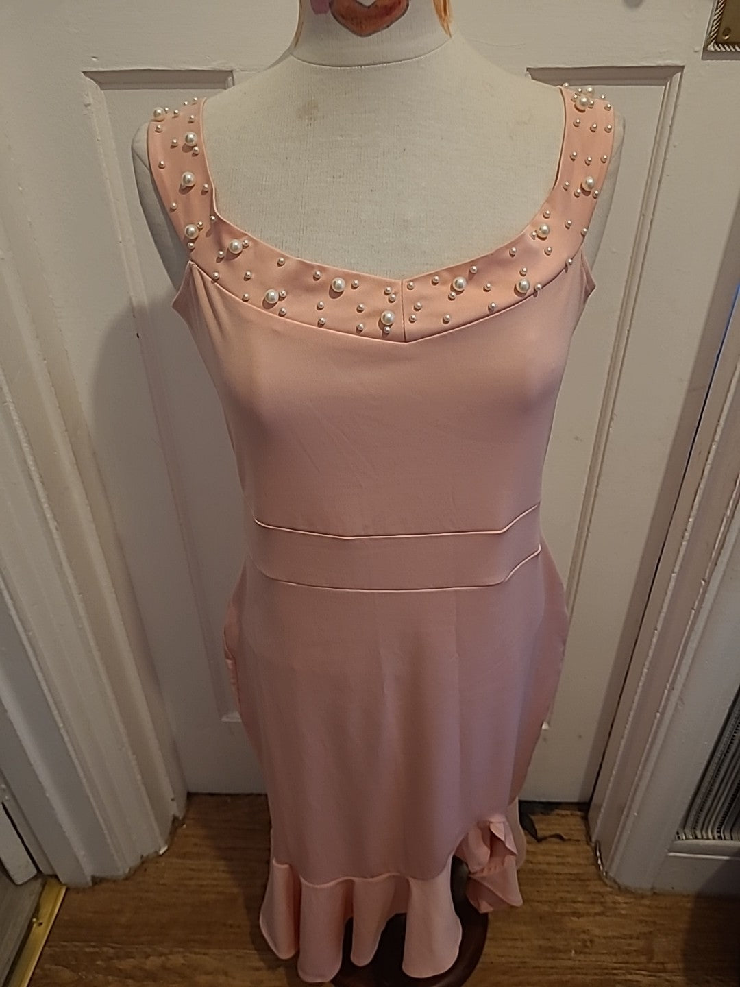 Ladies Chicme Size XL Pink Diamonte Sleeveless Dress