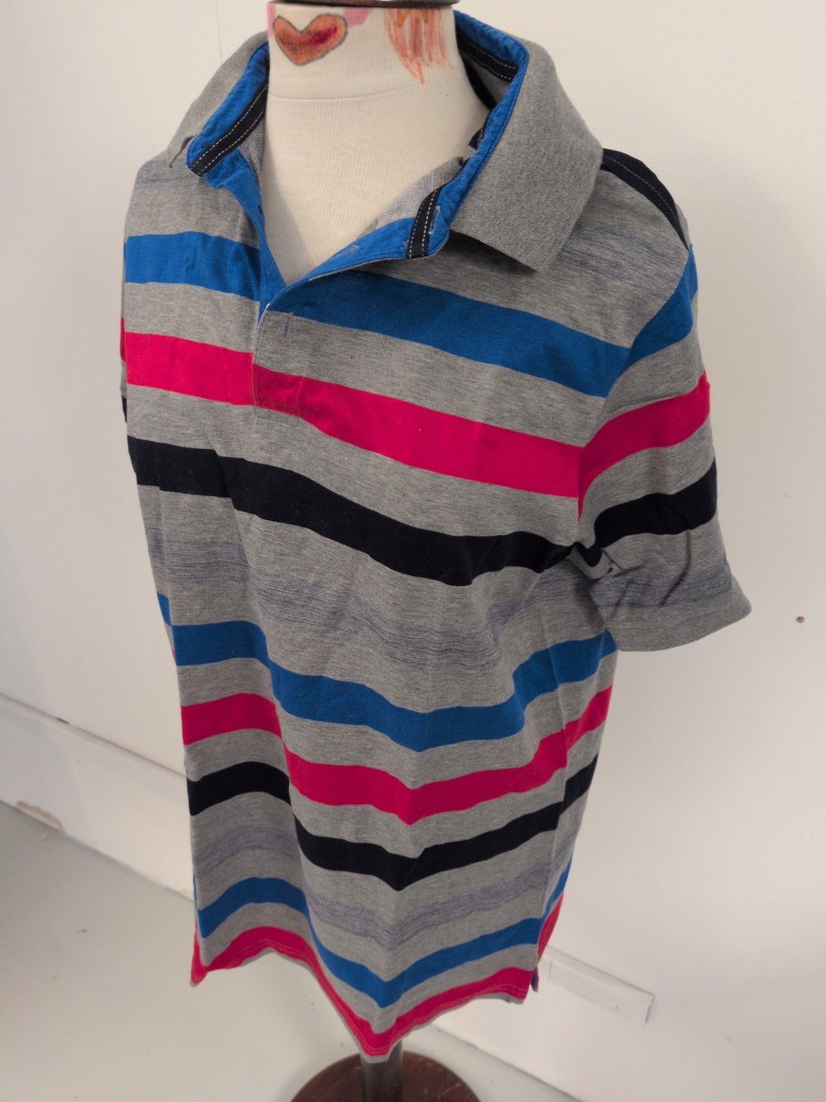 Blue Harbour Medium Grey Navy Red And Blue Short Sleeve Polo