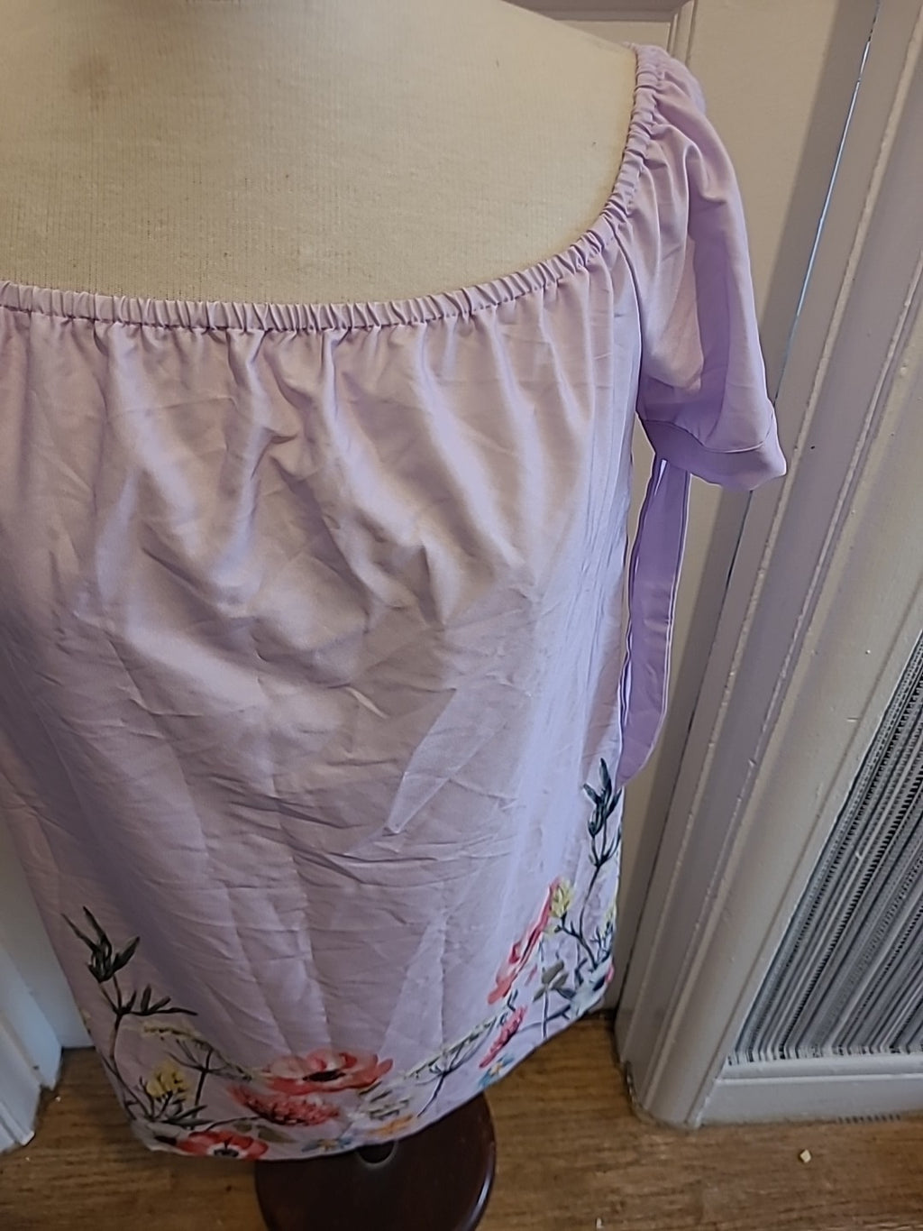 Ladies Shein Dress Size XL(16) Lilac Floral  Off The Shoulders