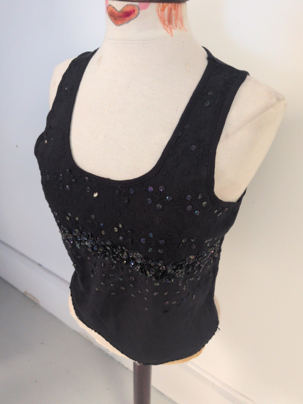 Primark 12 Black Sleeveless Sequin Top