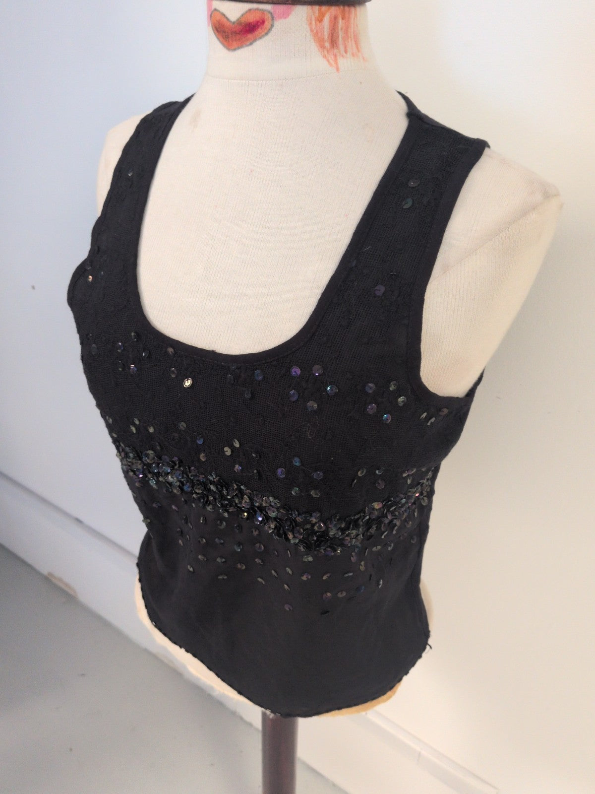 Primark 12 Black Sleeveless Sequin Top