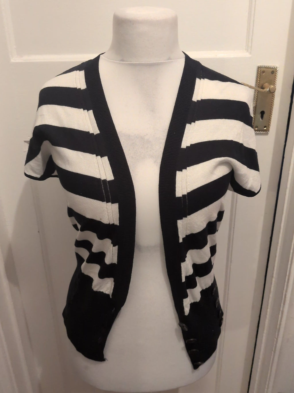 Ladies Red Herring Size 14 Navy And White Striped Sleeveless Blouse