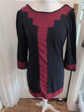 New Look 8 Navy And Purple 3/4 Sleeve Dress