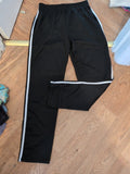 Large Black With White Trim Elasticated Track Pants